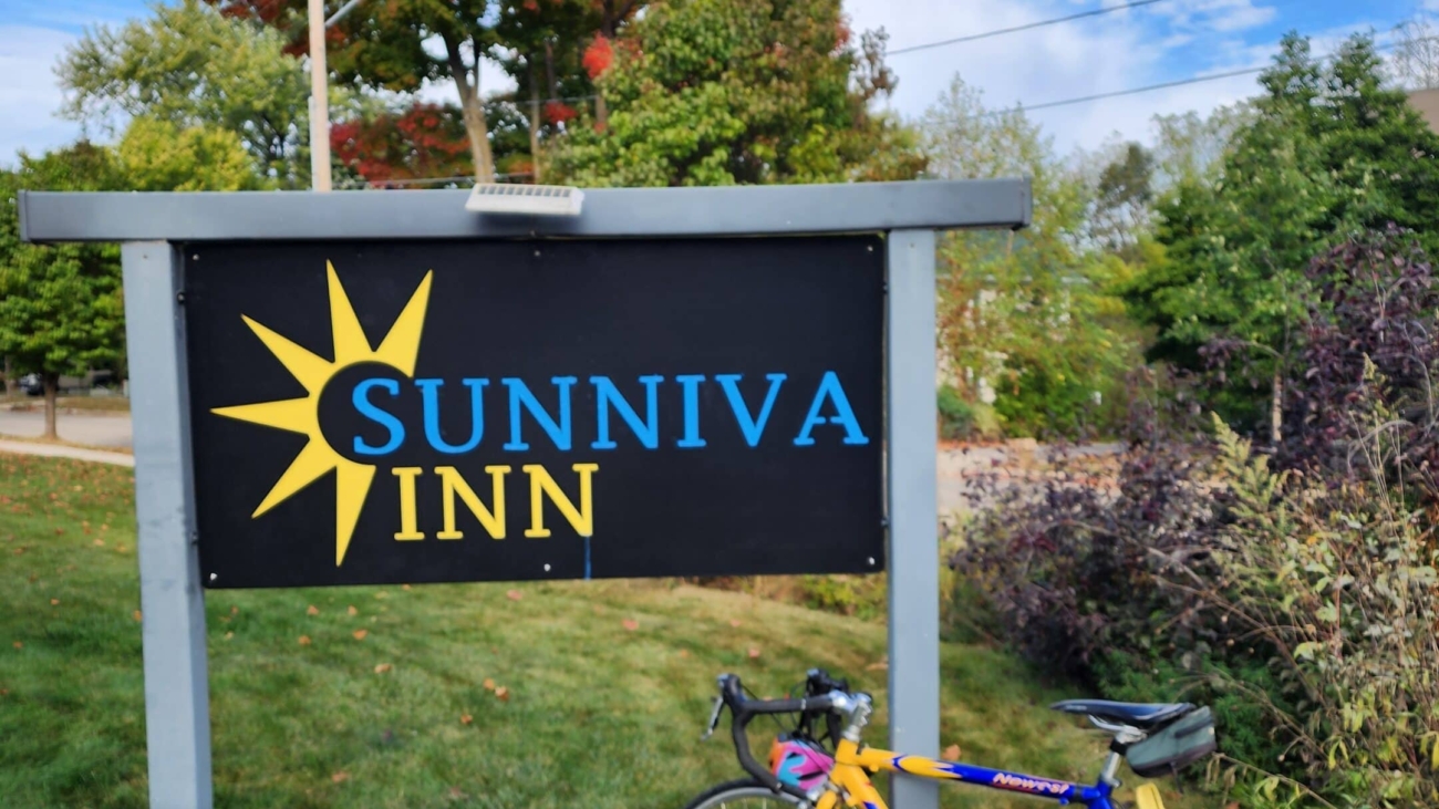 Bikes, crisp air, and the colors of Sunniva Inn in fall.